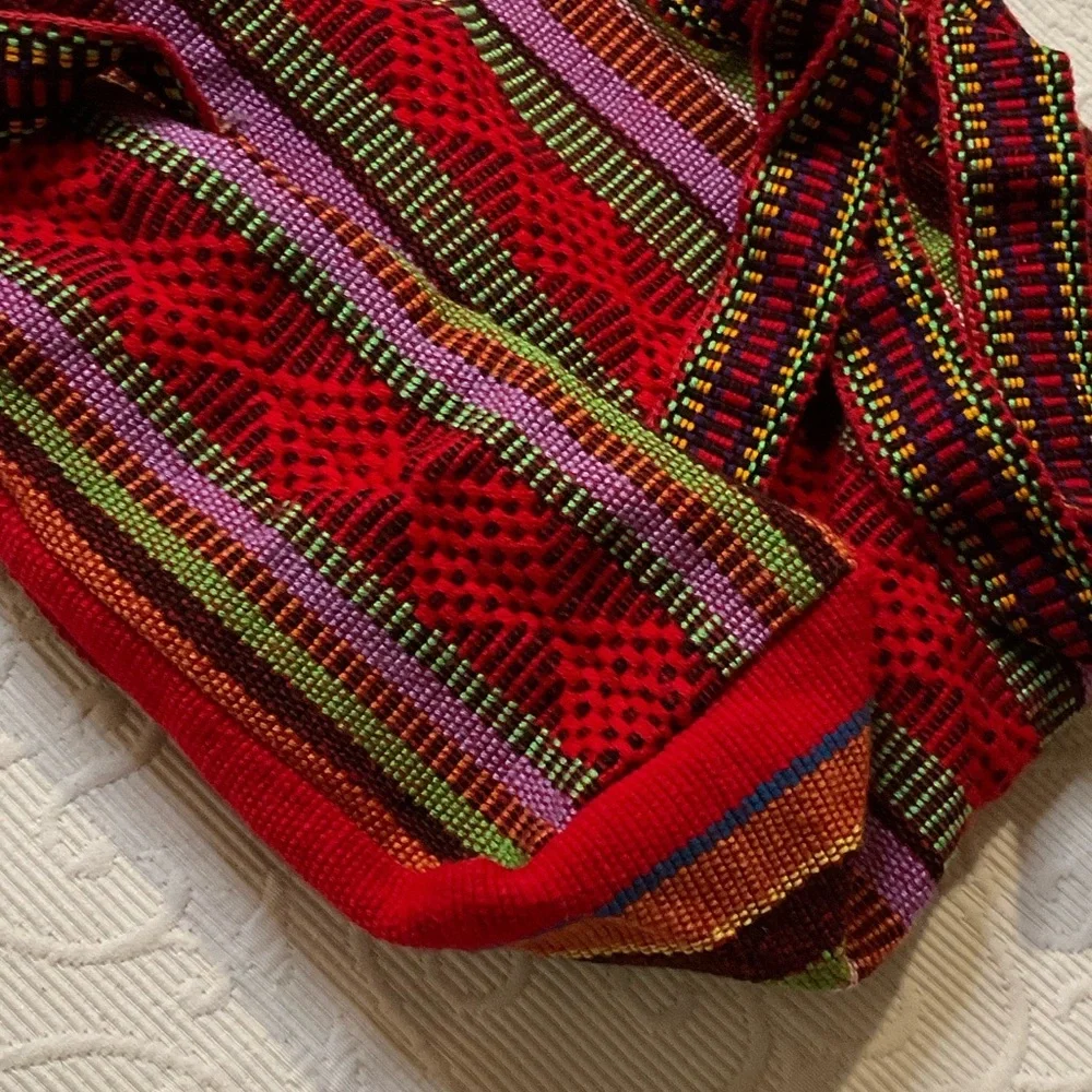 Tulum Mexico Red Striped Woven Tote Bag